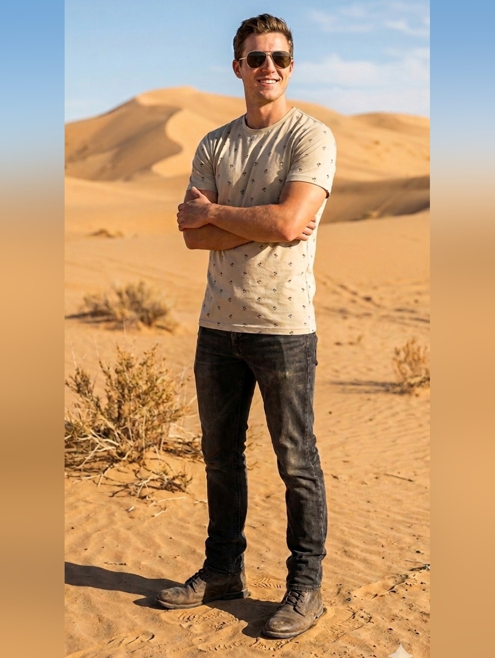 NWOT Denim & Flower Palm Tree Tee Size L